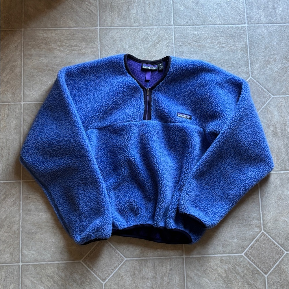 Patagonia Cropped Blue Zip-Up Fleece Jacket